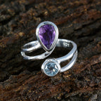 Multi Stone Toi et Moi Moroccan 925 Sterling Silver multicolor Gemstones Tiny Romantic Ring Jewelry