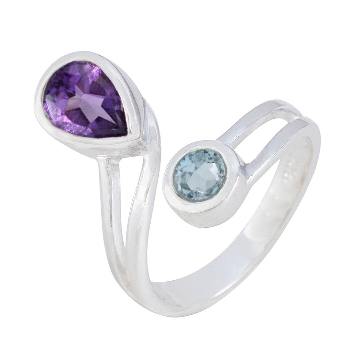 Anillo pequeño y romántico con piedras preciosas multicolores de plata de ley 925 marroquí Toi et Moi Imagen secundaria del producto