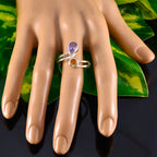 Multi Stone Toi et Moi French Sterling Silver multicolor Gemstone Tiny Love Ring Jewelry