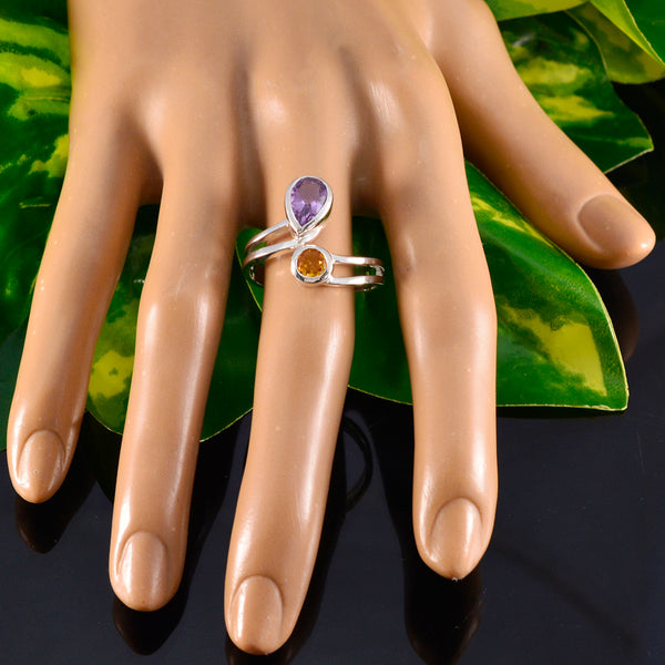 Multi Stone Toi et Moi French Sterling Silver multicolor Gemstone Tiny Love Ring Jewelry