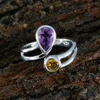 Multi Stone Toi et Moi French Sterling Silver multicolor Gemstone Tiny Love Ring Jewelry