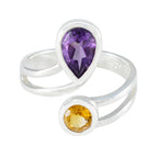 Multi Stone Toi et Moi French Sterling Silver multicolor Gemstone Tiny Love Ring Jewelry