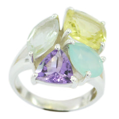 Multi Stone quarter German 92.5 Silver multicolor Gemstones Versatile Cocktail Ring Jewellery