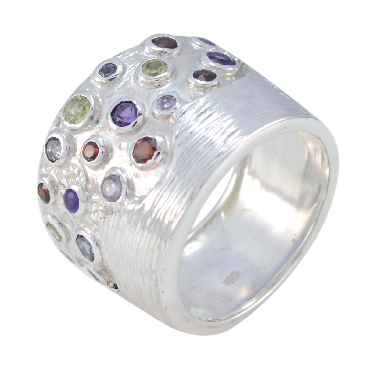 Multi Stone mehrere russische 92,5 Silber mehrfarbige Edelsteine Essential Cocktail Ring Schmuck
