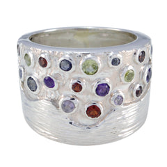 Multi Stone multiple Russian 92.5 Silver multicolor Gems Essential  Cocktail Ring Jewellery