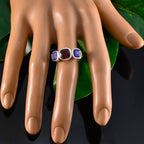 Multi Stone Trilogy French Silver multicolor Gems Slim Artisan Ring Jewellery