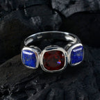 Multi Stone Trilogy French Silver multicolor Gems Slim Artisan Ring Jewellery
