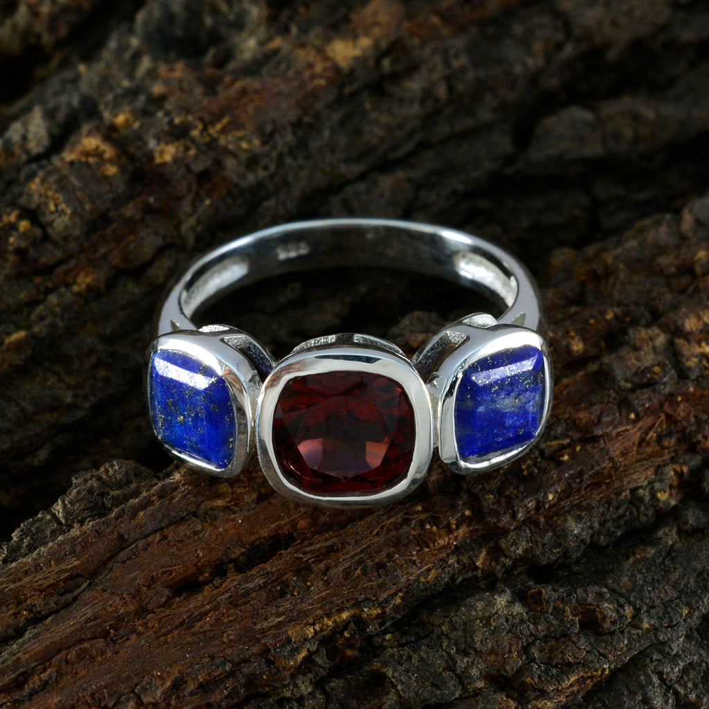 Multi Stone Trilogy French Silver multicolor Gems Slim Artisan Ring Jewellery