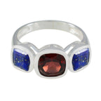 Multi Stone Trilogy French Silver multicolor Gems Slim Artisan Ring Jewellery