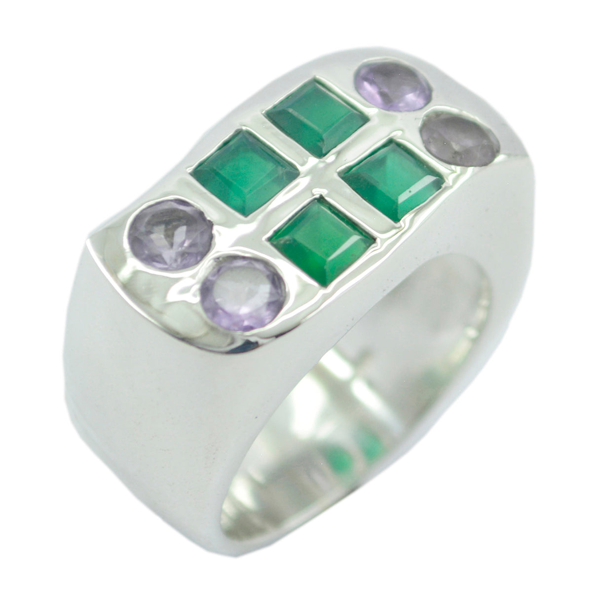 Multi Stone Octa Spanisch 925 Silber mehrfarbiger Edelstein Chunky Cocktail Ring Schmuck Hauptbild