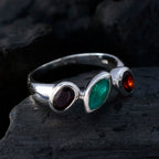 Multi Stone Trilogy African 925 Sterling Silver multicolor Gems Minimal Cultural Ring Jewellery