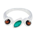 Multi Stone Trilogy African 925 Sterling Silver multicolor Gems Minimal Cultural Ring Jewellery