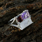 Multi Stone Trilogy German Sterling Silver multicolor Gems Classic Trendy Ring Jewellery