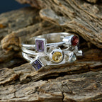 Multi Stone multiple Moroccan Silver multicolor Gemstones Versatile Cocktail Ring Jewellery