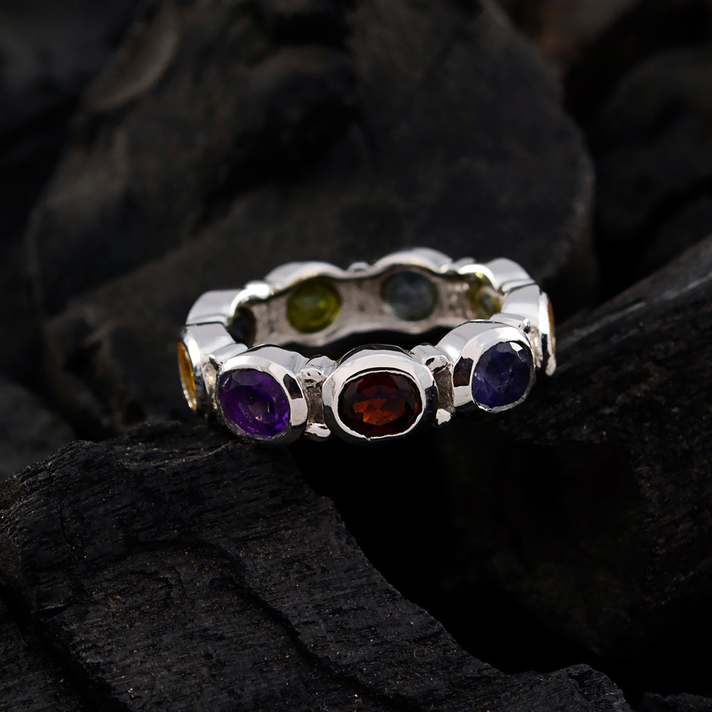 Multi Stone multiple German Silver multicolor Gems Classic Eternity Band Jewellery