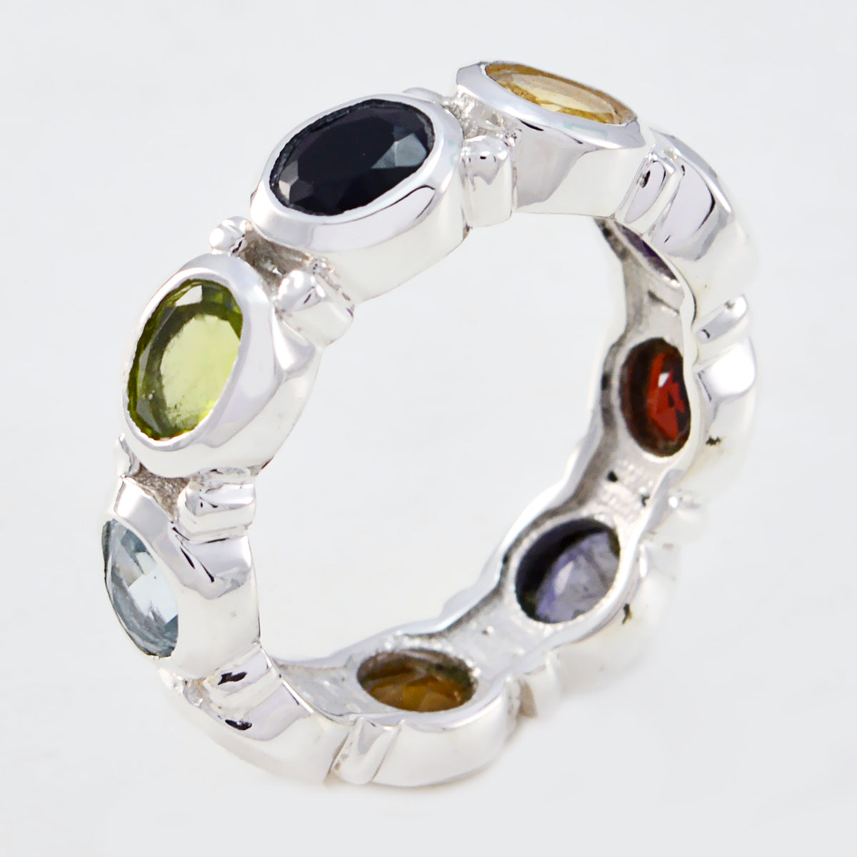 Multi Stone multiple German Silver multicolor Gems Classic Eternity Band Jewellery