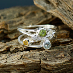 Multi Stone Penta Moroccan 925 Silver multicolor Gemstone Classic Modern Ring Jewelry