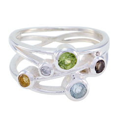 Multi Stone Penta Moroccan 925 Silver multicolor Gemstone Classic Modern Ring Jewelry