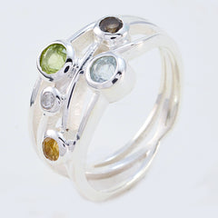 Multi Stone Penta Moroccan 925 Silver multicolor Gemstone Classic Modern Ring Jewelry