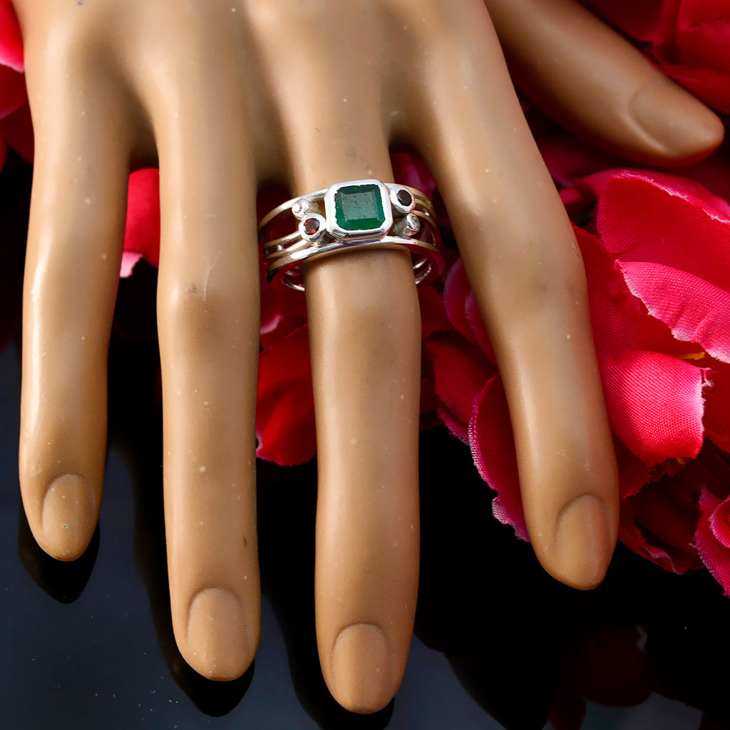 Multi Stone Penta Russian 92.5 Silver multicolor Gemstone Minimal Artisan Ring Jewellery