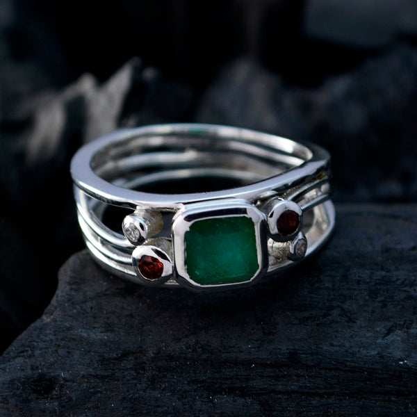 Multi Stone Penta Russian 92.5 Silver multicolor Gemstone Minimal Artisan Ring Jewellery