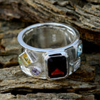 Multi Stone Hexa Egyptian 925 Sterling Silver multicolor Gems Essential  Abstract Band Jewelry