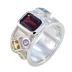 Multi Stone Hexa Egyptian 925 Sterling Silver multicolor Gems Essential  Abstract Band Jewelry