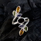 Multi Stone Hepta Egyptian Sterling Silver multicolor Gemstone Mid weight Cocktail Ring Jewellery