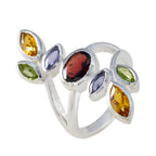 Multi Stone Hepta Egyptian Sterling Silver multicolor Gemstone Mid weight Cocktail Ring Jewellery