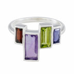 Multi Stone quarter French 925 Sterling Silver multicolor Gems Featherlight Cocktail Ring Jewellery
