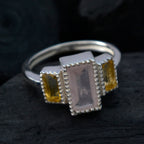 Multi Stone Trilogy French Silver multicolor Gems Featherlight Luxurious Ring Jewelry