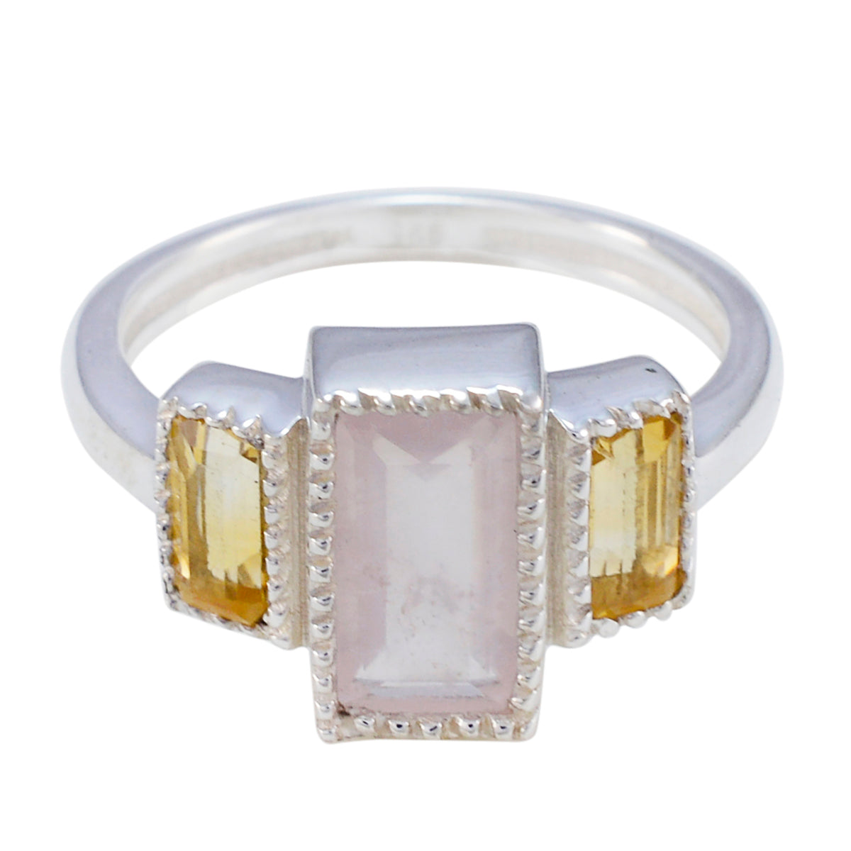 Multi Stone Trilogy French Silver multicolor Gems Featherlight Luxurious Ring Jewelry Главное изображение товара