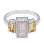 Multi Stone Trilogy French Silver multicolor Gems Featherlight Luxurious Ring Jewelry