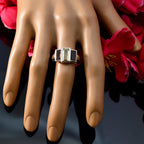 Multi Stone Trilogy French 925 Sterling Silver multicolor Gemstones Minimal Sophisticated Ring Jewelry