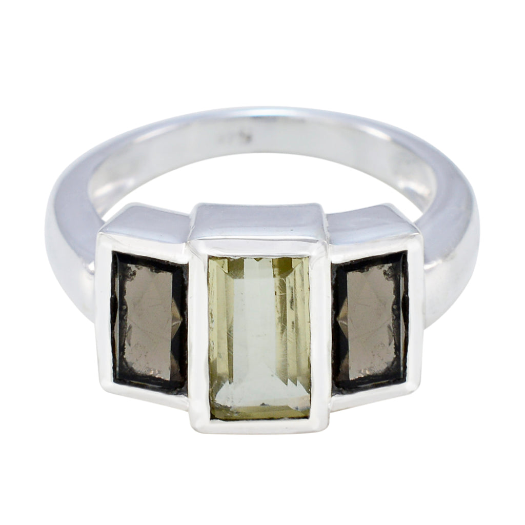 Multi Stone Trilogy French 925 Sterling Silver multicolor Gemstones Minimal Sophisticated Ring Jewelry