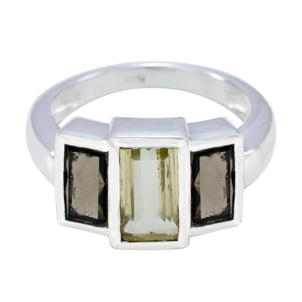 Multi Stone Trilogy French 925 Sterling Silver multicolor Gemstones Minimal Sophisticated Ring Jewelry
