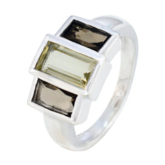 Multi Stone Trilogy French 925 Sterling Silver multicolor Gemstones Minimal Sophisticated Ring Jewelry
