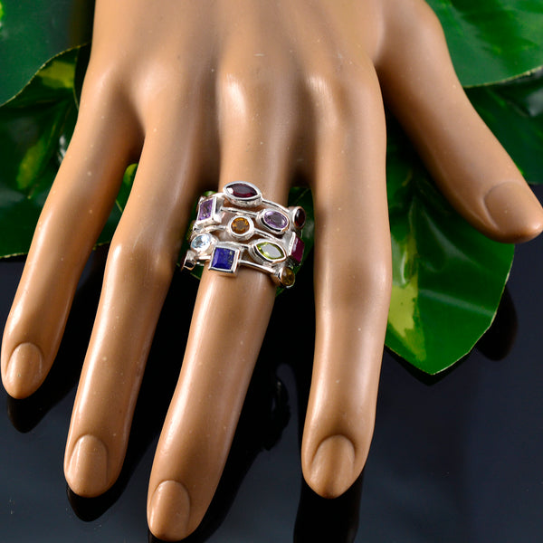 Multi Stone multiple German Silver multicolor Gems Eye catching Cocktail Ring Jewelry
