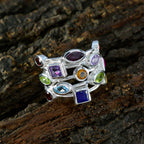 Multi Stone multiple German Silver multicolor Gems Eye catching Cocktail Ring Jewelry