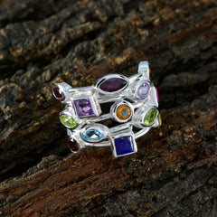 Multi Stone multiple German Silver multicolor Gems Eye catching Cocktail Ring Jewelry