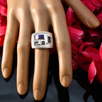 Multi Stone penta Indian Silver multicolor Gems Versatile Cocktail Ring Jewellery