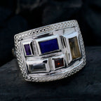 Multi Stone penta Indian Silver multicolor Gems Versatile Cocktail Ring Jewellery