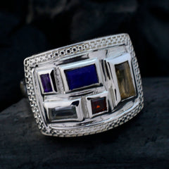 Multi Stone penta Indian Silver multicolor Gems Versatile Cocktail Ring Jewellery