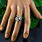 Multi Stone navratna Egyptian 925 Sterling Silver multicolor Gemstones Eye catching Cocktail Ring Jewelry