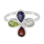 Multi Stone quarter Japanese 925 Sterling Silver multicolor Gemstone Dainty Floral Ring Jewelry