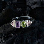 Multi Stone quarter Turkish 925 Sterling Silver multicolor Gemstones Delicate Romantic Ring Jewellery