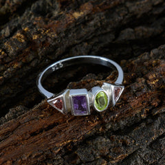 Multi Stone quarter Turkish 925 Sterling Silver multicolor Gemstones Delicate Romantic Ring Jewellery