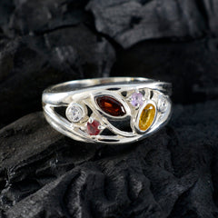 Multi Stone mehrere Französisch 92,5 Silber mehrfarbig Edelstein Winzig Glamouröser Ring Schmuck