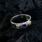 Multi Stone Trilogy Moroccan 925 Sterling Silver multicolor Gems Tiny Abstract Band Jewellery