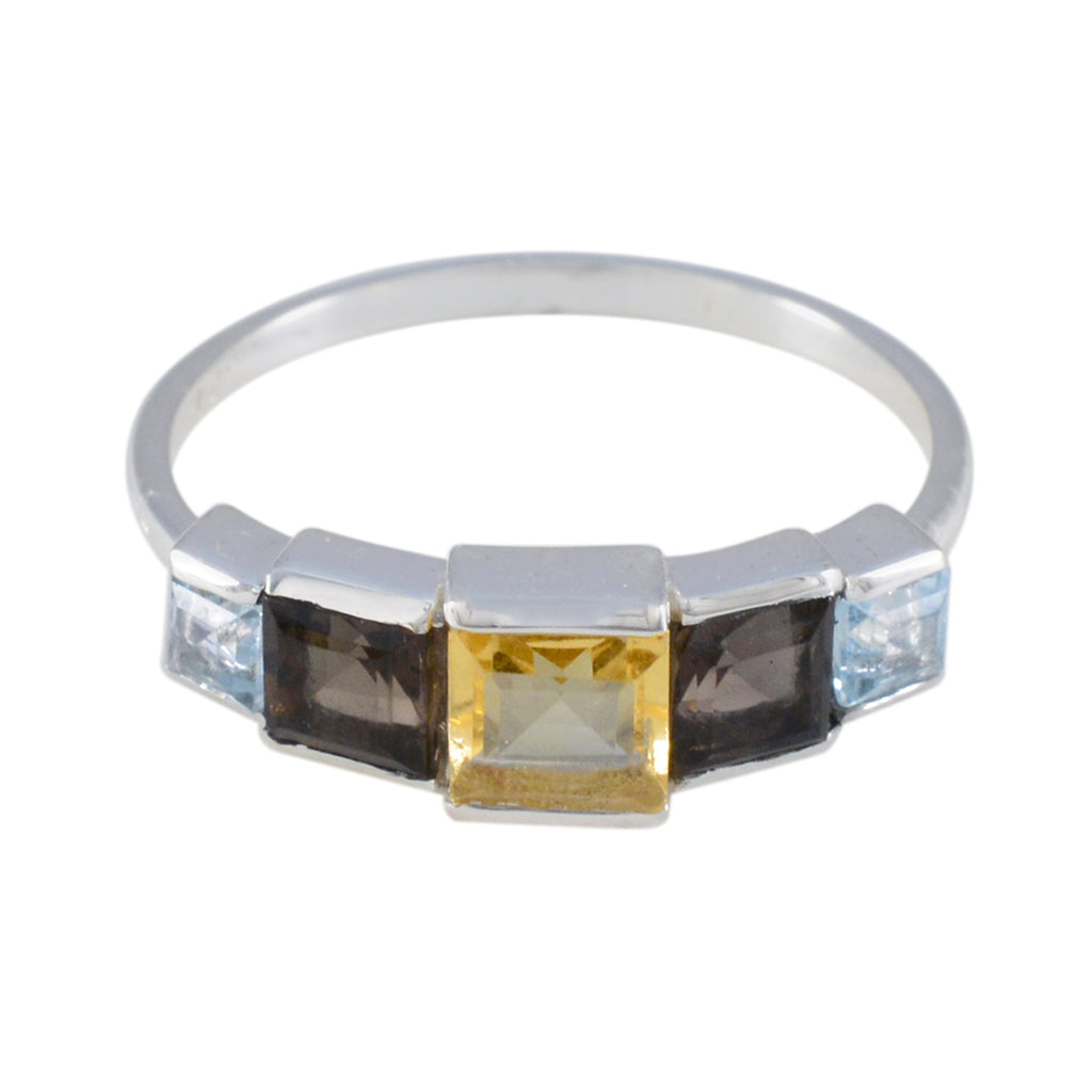Multi Stone Penta Turkish Silver multicolor Gems Delicate Contemporary Ring Jewellery